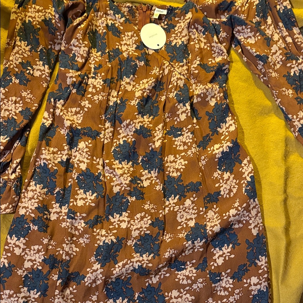 En Creme Brown and Blue Floral Dress